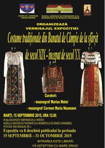 afis expozitie costume traditionale din Bantul de Campie Caransebes