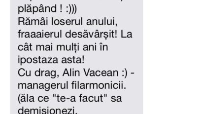 Managerul Filarmonicii Arad, într-un nou scandal. Mesaj jignitor trimis fostului șef al Comisiei de Cultură din CL