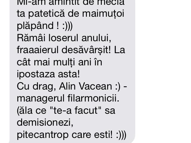 Managerul Filarmonicii Arad, într-un nou scandal. Mesaj jignitor trimis fostului șef al Comisiei de Cultură din CL