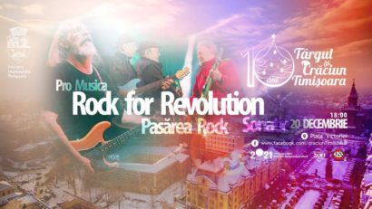 Rock pentru Revoluție, marți seara, în Piața Victoriei din Timișoara. Cântă Sonatic, Pro Musica și Pasărea Rock