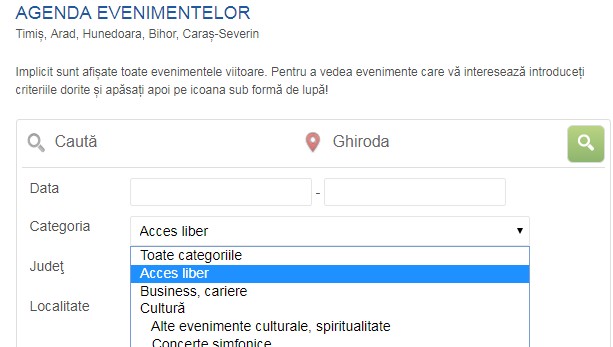 Caută rapid evenimentele cu acces liber în Agenda evenimentelor!