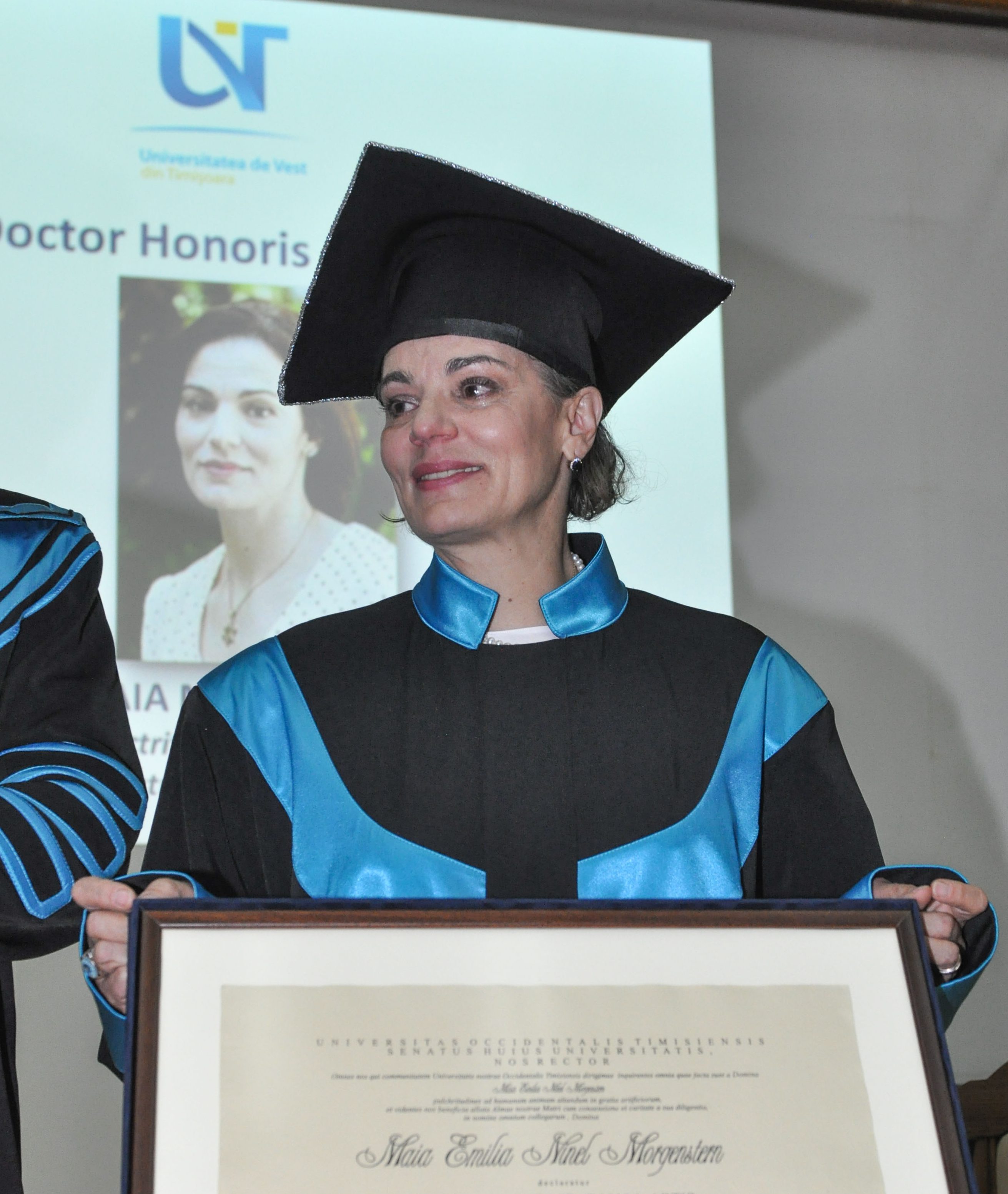 Maia Morgenstern este Doctor Honoris Causa al UVT: Acest titlu mă responsabilizează