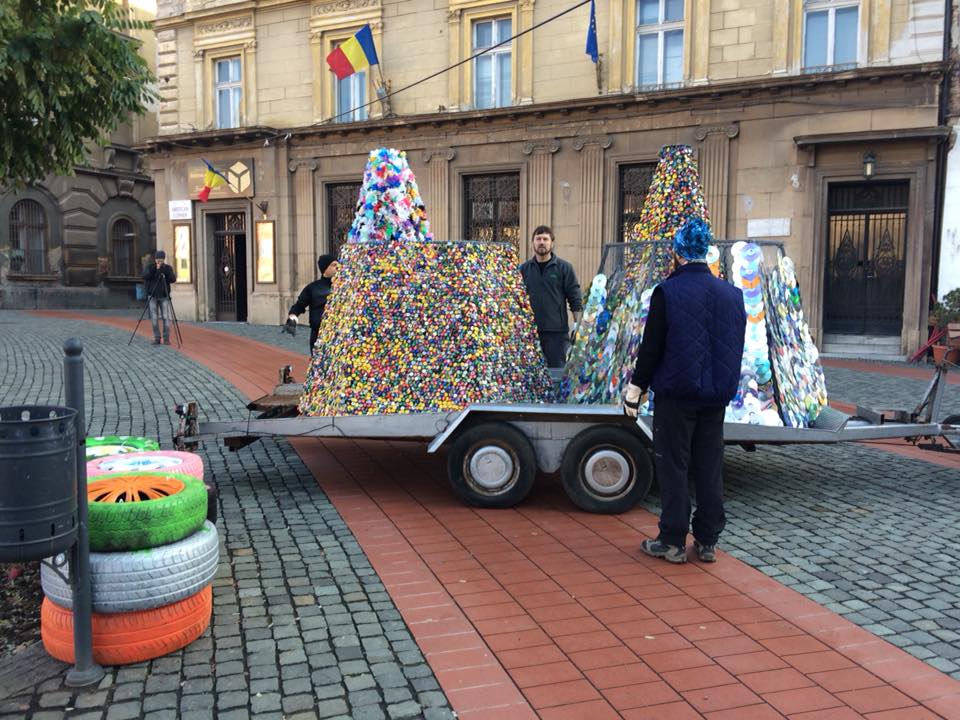 FOTO/ Primii brazi ecologici au sosit în Piaţa Libertăţii din Timişoara