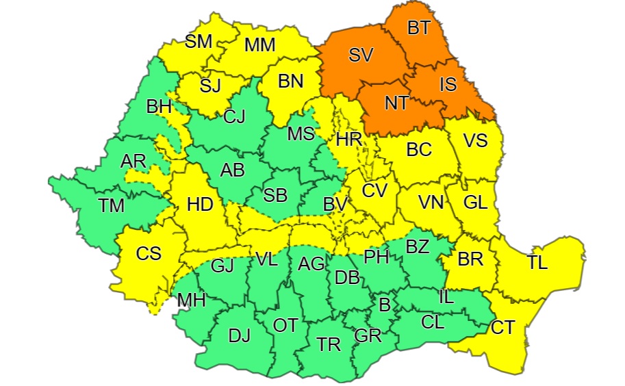 Val de ploi torențiale în vestul țării, avertizează meteorologii