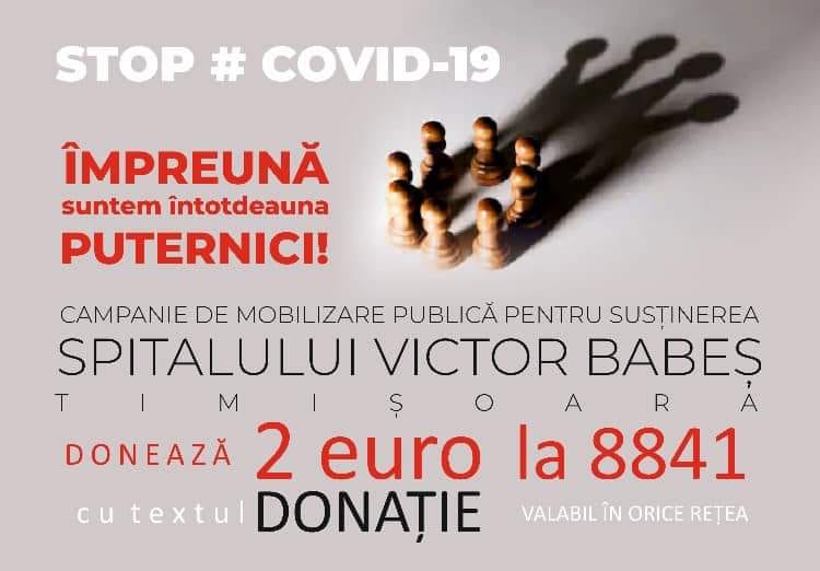 Putem ajuta Spitalul de Boli Infecțioase din Timișoara, unde s-au vindecat cei mai mulți pacienți cu coronavirus