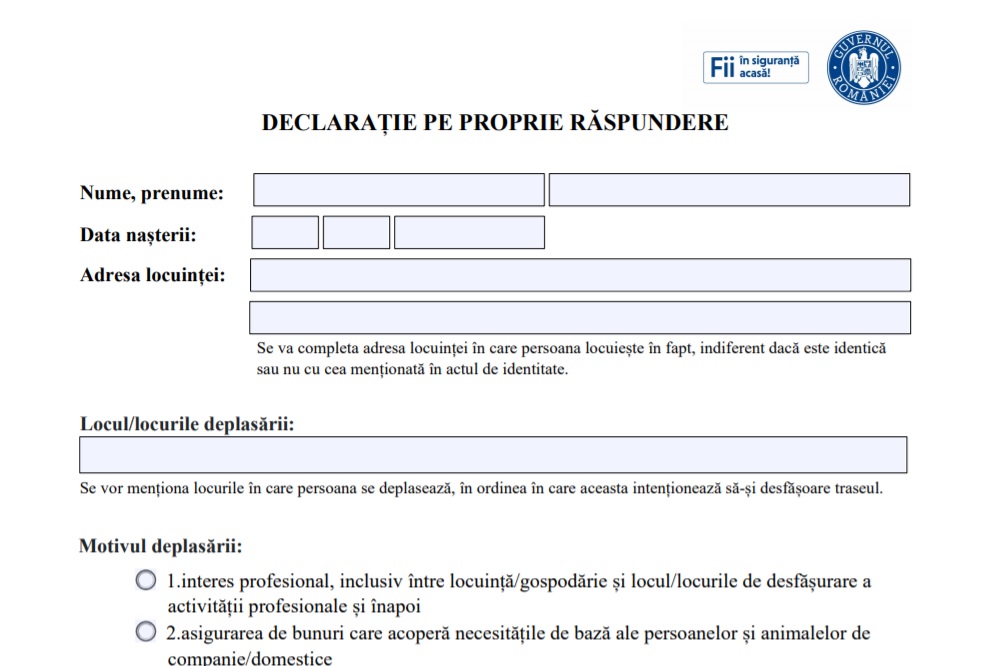 MODELUL declarației pe proprie răspundere a fost actualizat