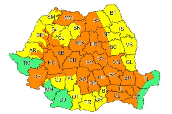 Avertizări de vreme rea în vestul țării