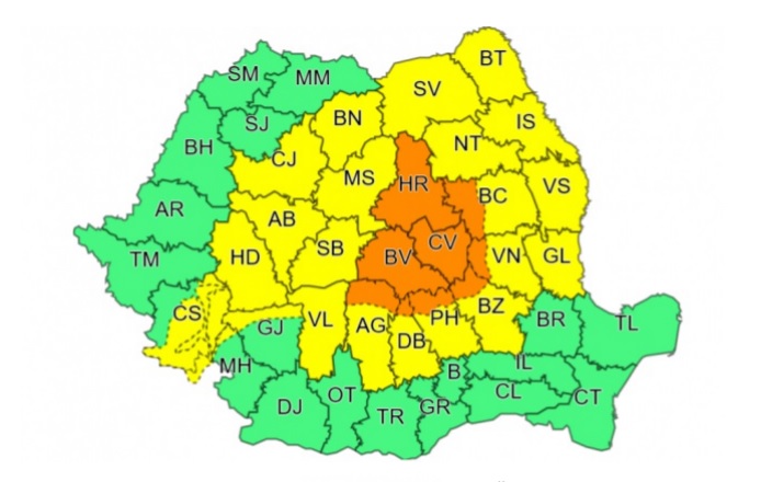 Cod galben de averse și vânt puternic. Vremea se răcește în regiunea de vest