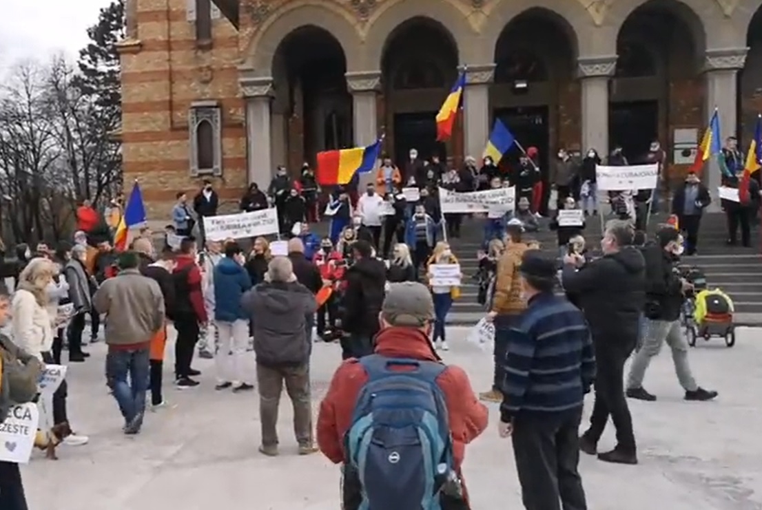 Din nou protest anti-carantină la Timișoara