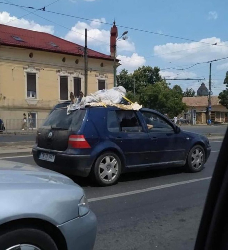 Manechin confundat cu un cadavru, transportat pe o mașină prin Timișoara