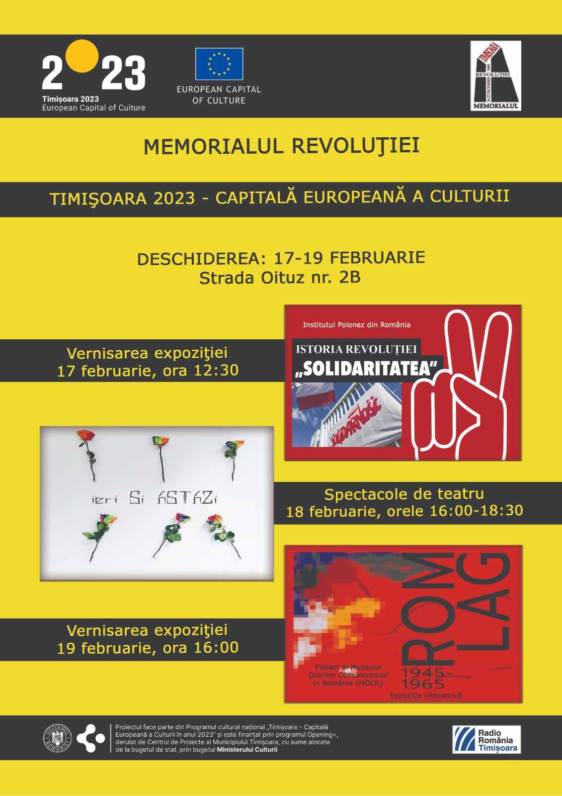 Evenimente organizate de Memorialul Revoluției cu prilejul deschiderii oficiale Timișoara 2023