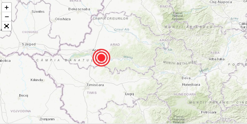 Un nou cutremur cu magnitudinea de 4,3 s-a produs în zona Lipova