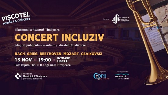 Concert incluziv de muzică clasică la Filarmonica Banatul Timișoara