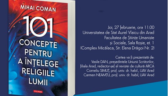 Lansare de carte la Arad: „101 concepte pentru a înțelege religiile lumii”